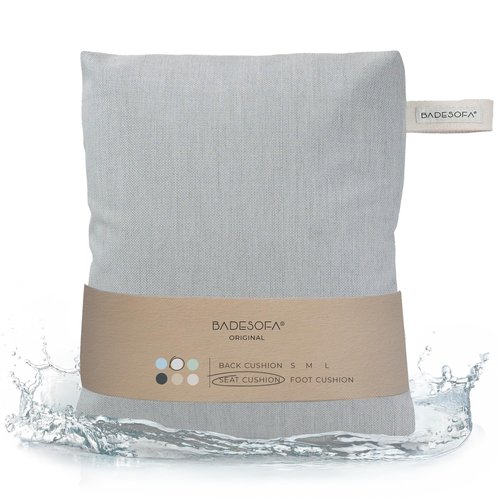BADESOFA® Luxury Seat Cushion for Bath | Premium-Quality Materials | Comfortable & Quick-Drying | Washable Bath Pillow in Grey | Home Spa | Suitable for Bathtub, Steam Sauna & Hot Tub
