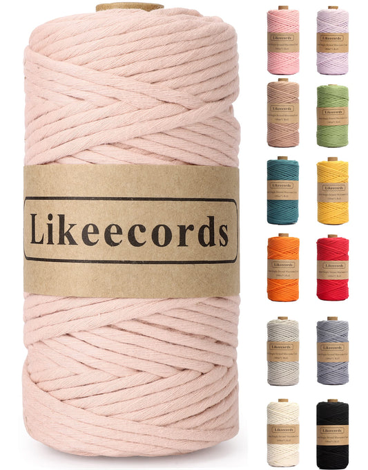 Single Strand Macrame Cord 4mm x 110yards, Beige 100% Cotton Macrame Rope,Colored Macrame Supplies for DIY Crafts, Wall Hangings, Plant Hangers, Holders, and Home Decorations