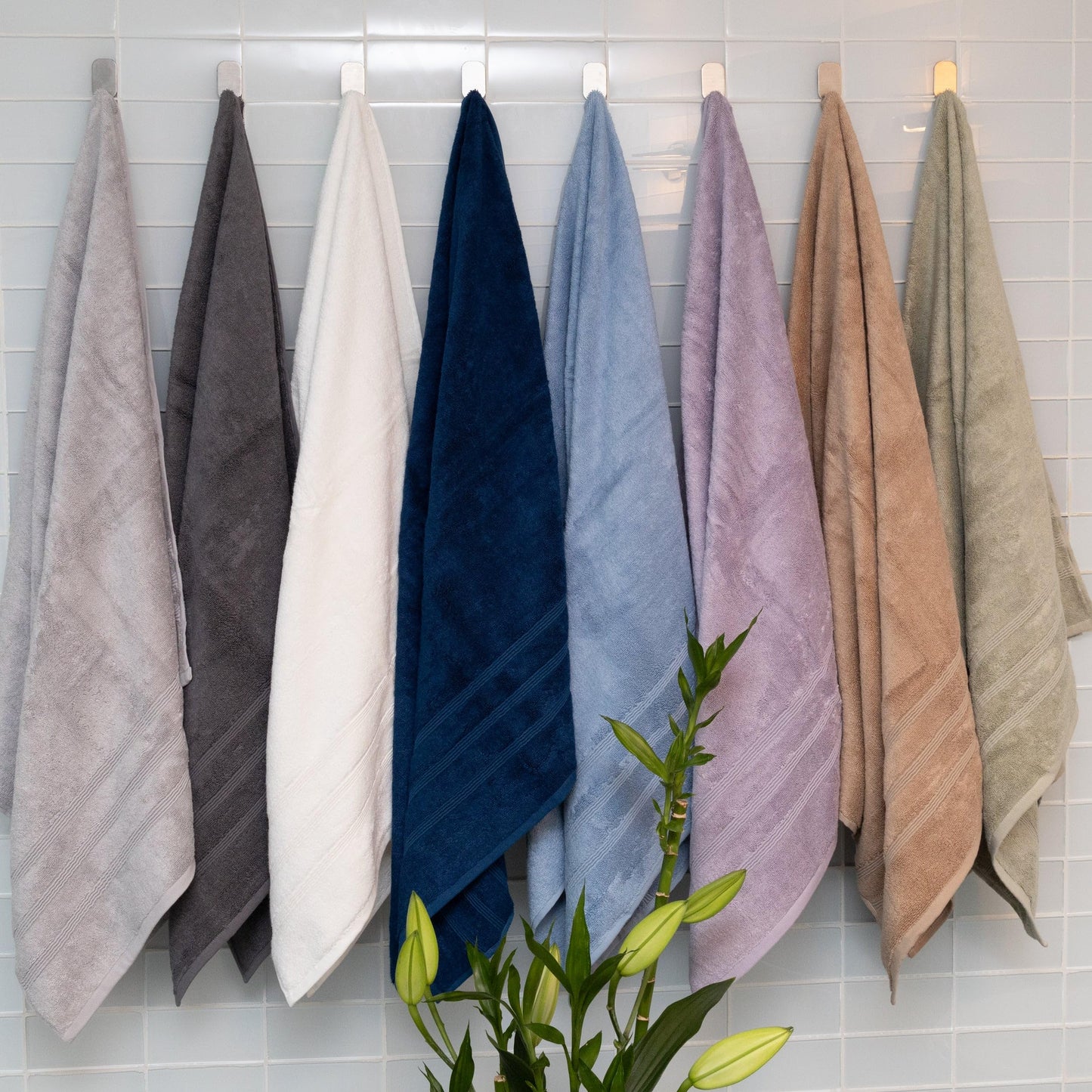 Mosobam Luxury Turkish Set of 12 Hand Towels 16X30 Allure Blue 700 GSM Bamboo Viscose & Aegean Turkish Combed Cotton