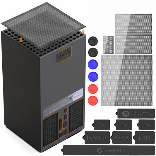 Dust Filter for Xbox Series X Console- 8 Silicone Plugs and 4 PVC Meshs Set, Anti-Dust Vent Cover Dustproof Case X-Series X Accessories with 6 Thump Grip Caps for Xbox Controllers