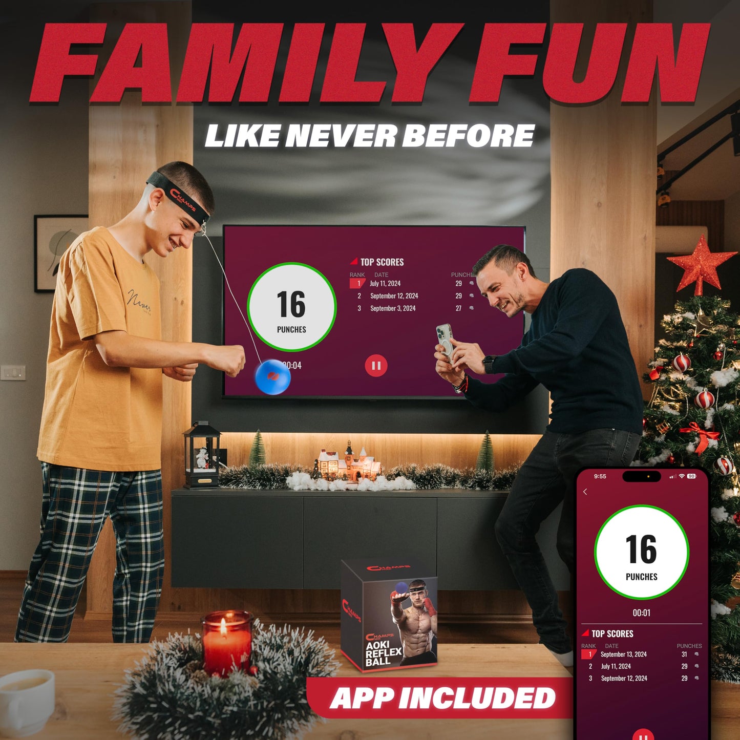 Boxing Reflex Balls for Kids with App– 3 Box Balls of Varying Sizes Adjustable Headband and Spare Strings to Improve Speed and Hand-Eye Coordination for Men, Boys and Teens - Boxing Equipment