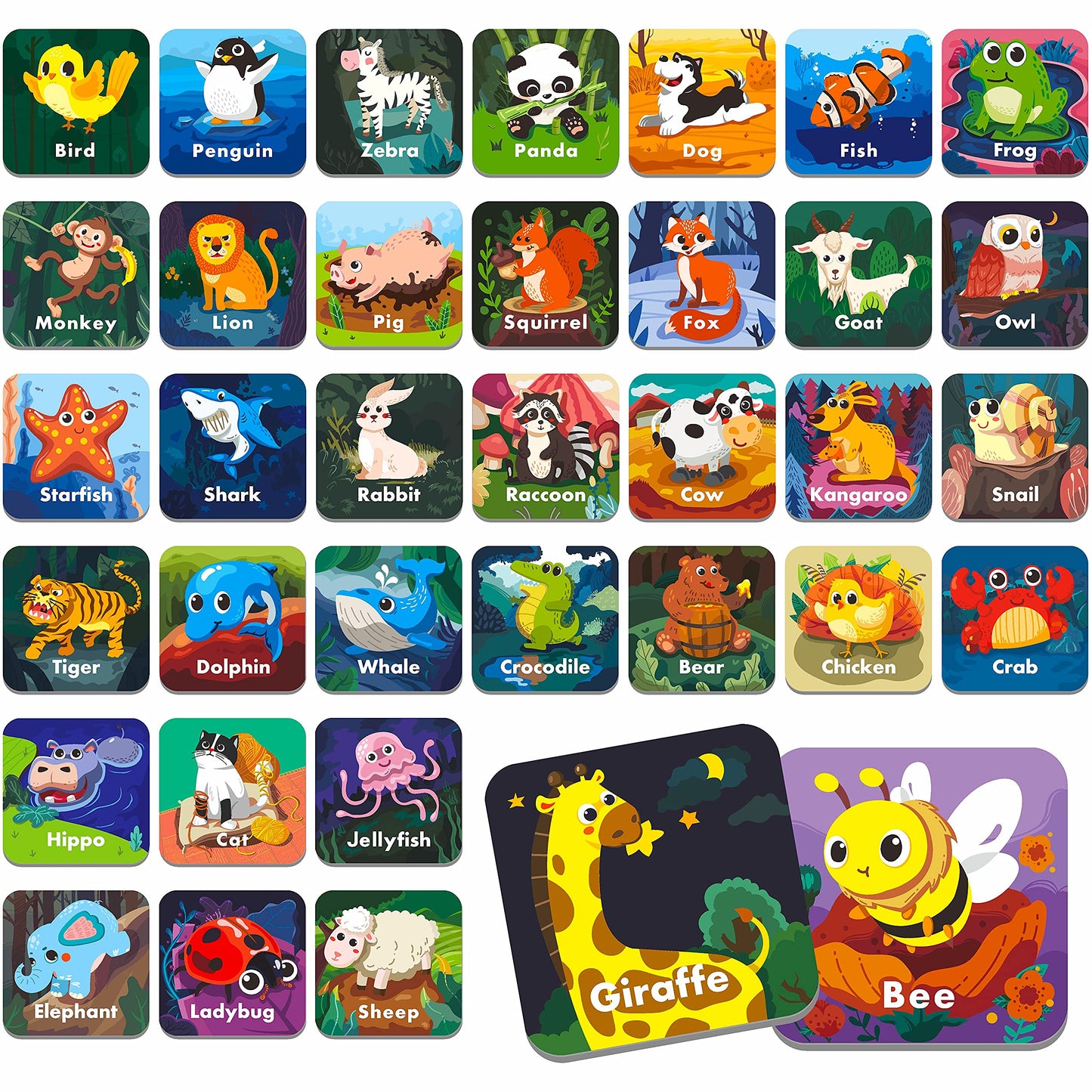 Memory Matching Game, 72 PCS Nature Theme Matching Cards for Toddlers 36 Pairs Memory Cards for Preschool 4 5 6 Years Old