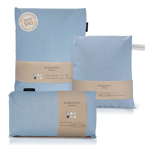 BADESOFA® Luxury Bath-Tub Pillow Set | 3-Piece Bath Pillow Set with Premium Materials & CleanDry+ | Bath Pillows for Head, Neck, & Full Body Comfort | Spa Pillow for Bath- or Hot Tub in Blue