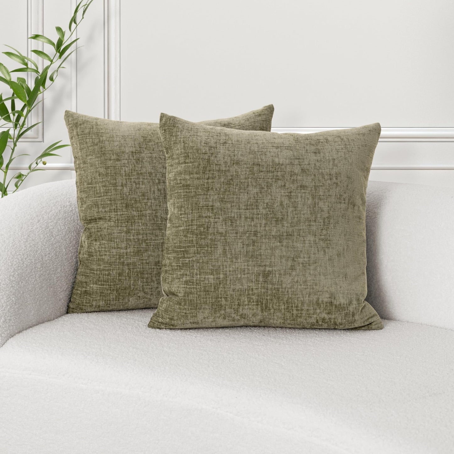 VOILYBIRD Texture Throw Pillow Covers 20x20 Inches for Couch, Decorative Pillow Covers for Sofa, Cozy Cushion Covers for Bed, Sage Green, Pack of 2