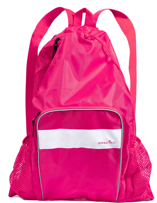 Athletico Mesh Swim Bag - Mesh Pool Bag With Wet & Dry Compartments for Swimming, the Beach, Camping and More (Pink)