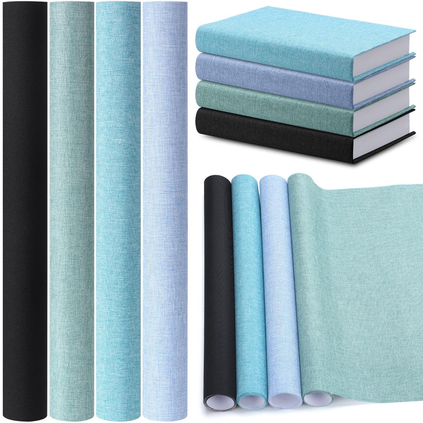 4 Pcs Book Cloth Bookcover Fabric Surface with Paper Backed Binding Cloth Fabric Book Cover for Scrapbooking Album DIY Craft Supplies Home, 4 Colors(Classic Color,40 x 16 Inches)