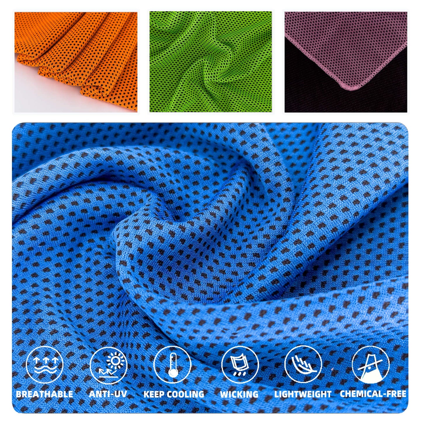 AWOWZ 10 Pack Cooling Towels, Soft Breathable Sweat Ice Towel for Sports, Yoga, Gym, Golf, Camping, Running, Fitness, Workout & More Activities