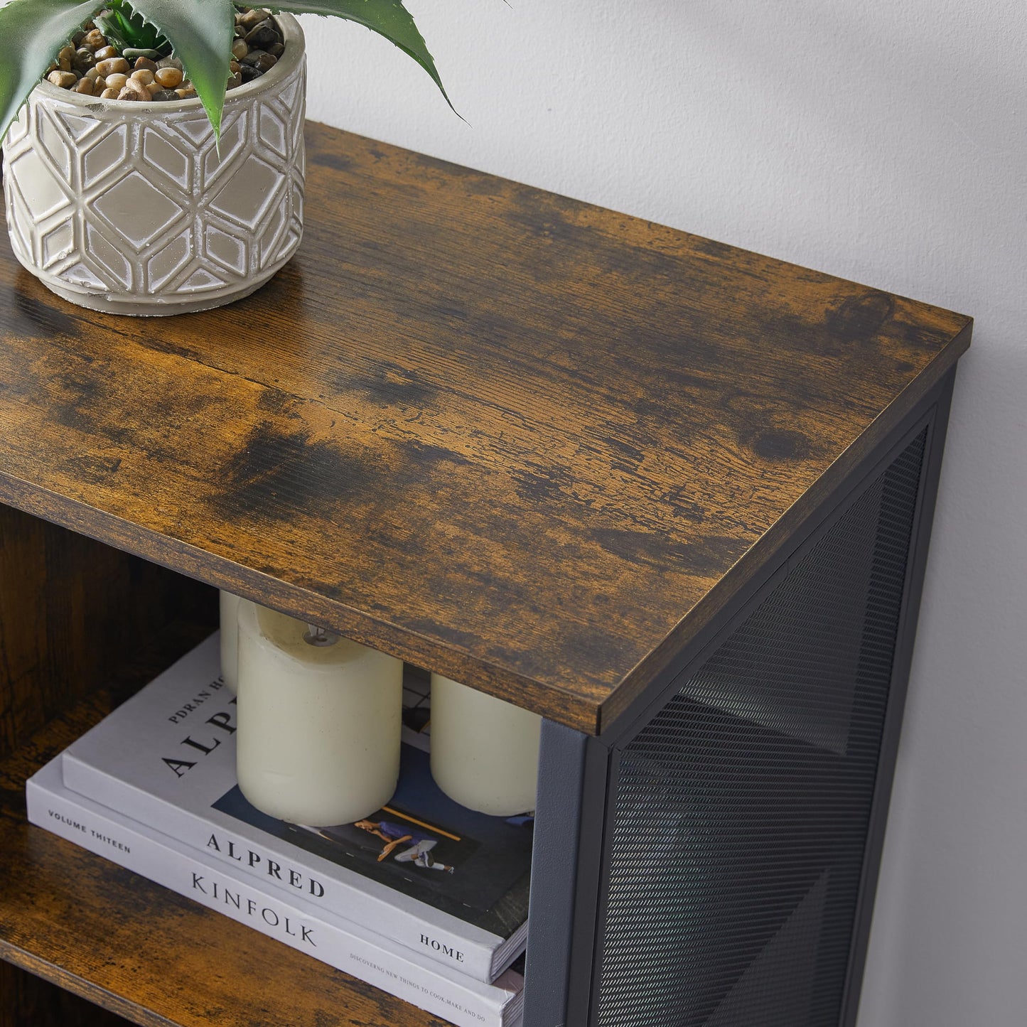 Alaxgumrol Bar Cabinet for Home Kitchen, Small Liquor Cabinet with Shelves & Doors, Farmhouse Buffet Sideboard Accent Coffee Cabinet for Dining Room, Living Room, Hallway Rustic Brown