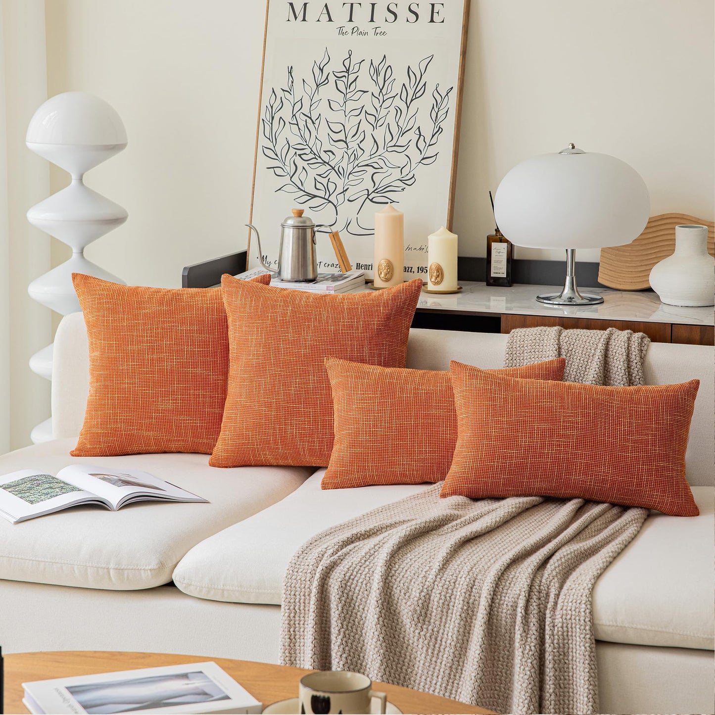 Kevin Textile Pack of 2 Fall Lumbar Pillow Covers Deluxe Home Decorative Super Soft Lumbar Throw Pillow Cover Cushion Case for Seasonal Autumn (12 x 20 inch, Orange)