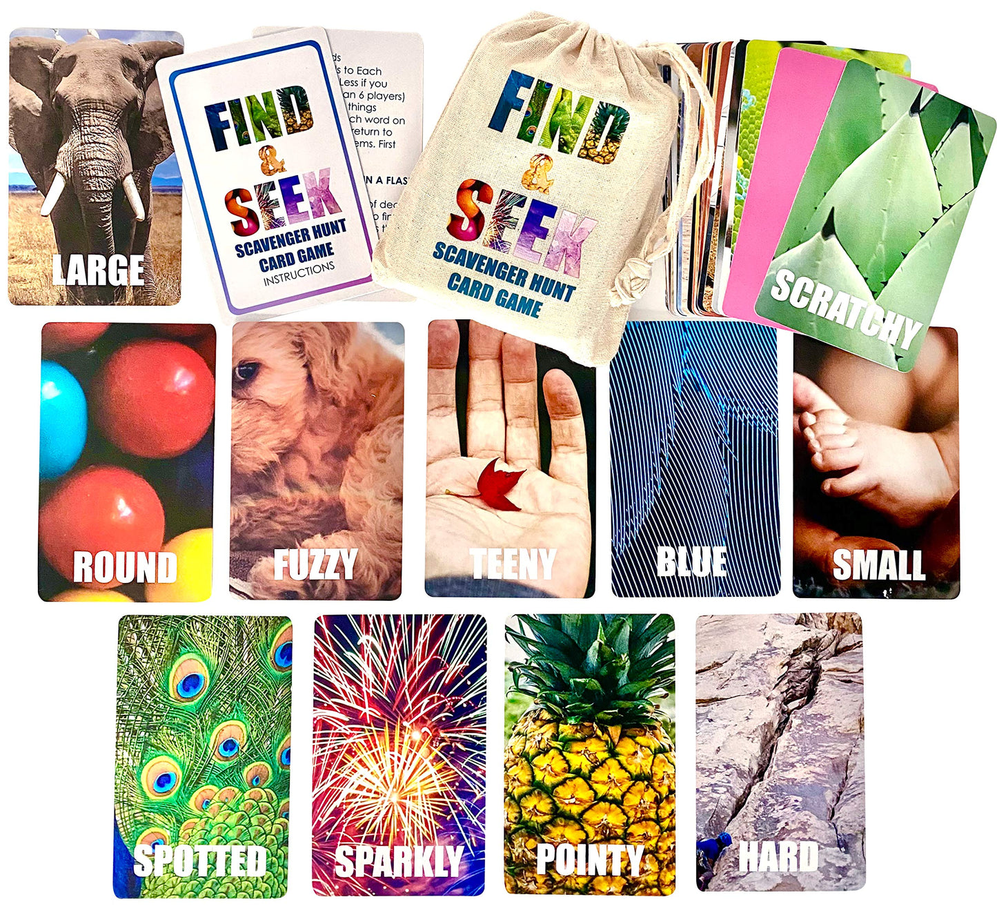 Hapinest Find and Seek Scavenger Hunt Card Game, Indoor Outdoor Activities for Kids Toddler & Family, Beach Camping Travel Car Games for Road Trips, Kids Scavenger Hunt Game Age 3 4 5 6 Years Old & Up